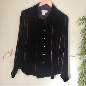 AKA Eddie Bauer Vintage Velvet Silk Purple Blouse